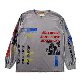 เสื้อ INDVLST HAND PRINTED ARMY OF ONE L/S - GREY