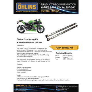 โช๊คหน้า OHLINS FSK 101 kawasaki Ninja 300 โช๊ค โช๊คแต่ง โช๊คมอเอตร์ไซค์  Fork Spring Kit Road &amp; Track