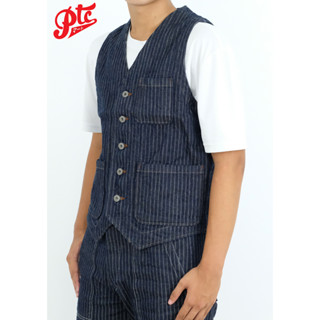 เสื้อกั๊ก ONI DENIM VEST ONI-05100-HJS DROP-NEEDLE STICHING JACGUARD STRIPE DENIM VEST