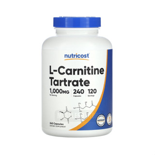 💊Nutricost L-Carnitine Tartrate, 1,000 mg(240 Capsules) แอล-คาร์นิทีน แอล-ทาร์เทรต เร่งการเผาผลาญไขมัน ให้กล้ามลีน