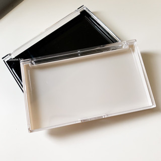 กล่องพลาสติก พื้นสีดำ/ขาว ขนาด 12.3x6.3 เซนติเมตร สำหรับใส่สิ่งของ กล่องใส่เล็บปลอม กล่องอเนกประสงค์