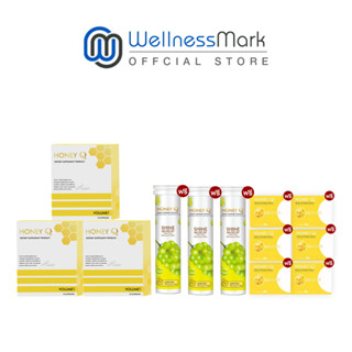 Honey Q ฮันนี่ คิว (10 แคปซูล) 3 กล่อง  + HoneyQ เม็ดฟู่ (10 เม็ด) 3 กล่อง+แถมฟรี  HoneyQ Six Active (5 แคปซูล) 6 กล่อง