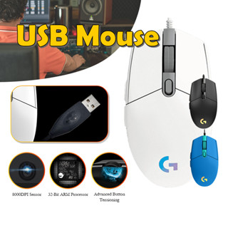 💥MOUSE เมาส์เกมมิ่ง LOGITECH G102 ไฟRGB Gaming Wired Mouse   6ปุ่มตั้งโปรแกรมได้ เซนเซอร์แม่นยำ