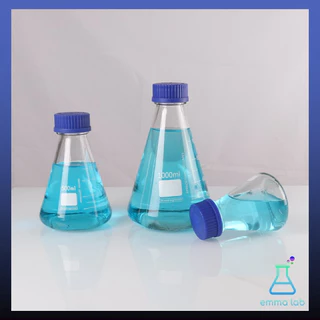 ขวดรูปชมพู่ ฝาเกลียว Erlenmeyer Flask with screw cap 250ml, 500ml,1000ml