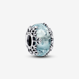 ⭐️(พร้อมส่ง)มูหิมะ PANDORA Winter Blue Snowflake Murano Charm ของเเท้100%