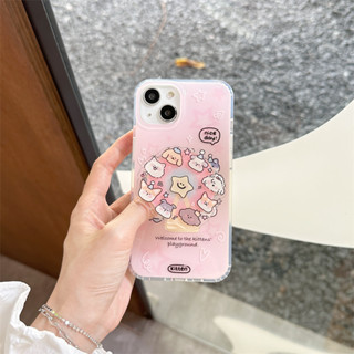 เคสรวมน้อง animals playgroud สีชมพู + griptok หมุนได้ เคสไอโฟน พร้อมส่ง เคสสำหรับ IPHONE CASE 11-14PROMAX