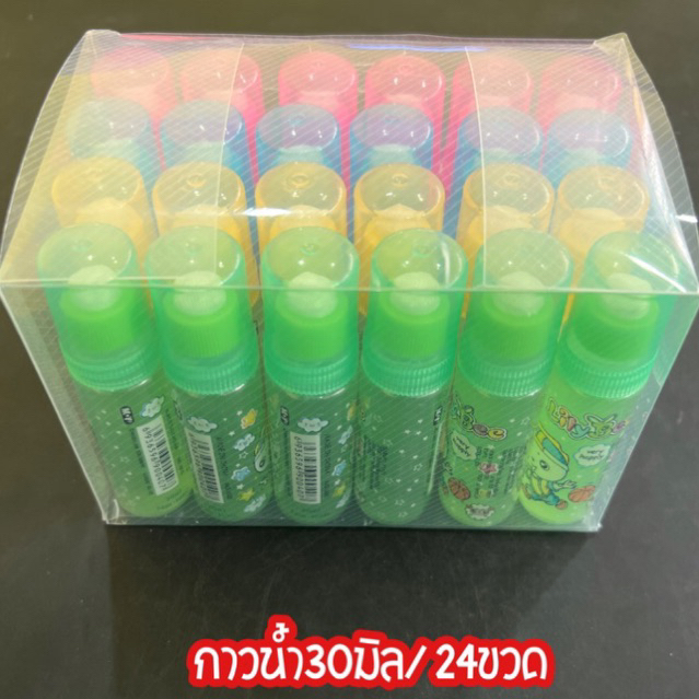 กาวน้ำ30มิลลิลิตร1กล่องมี24ขวด กาวน้ำ 24 ขวดคละสีสุดคุ้ม