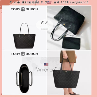 F.A ว่าแท้100% TORY BURCH แท้  T MONOGRAM กระเป๋าโท้ทขนาดกลางแบบพกพากระเป๋าสะพายสุภาพสตรี 152302