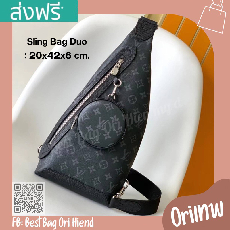 🔥กระเป๋าคาดอกหลุยส์ผู้ชาย Sling Bag Duo สีดำ❌งานเทพ❌20cm.🔥[หนังแท้] ภาพถ่ายงานจริง ทักแชทก่อนกดสั่งซื้อ