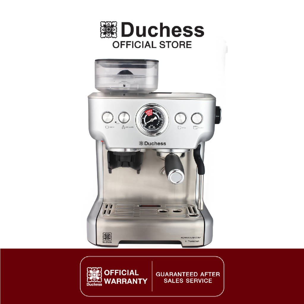 Duchess รุ่น CM1790S เครื่องชงกาแฟสด มาพร้อมกับเครื่องบดเมล็ดกาแฟในตัวเครื่อง สามารถกลั่นกาแฟ สตรีมฟองนมและน้ำร้อนได้
