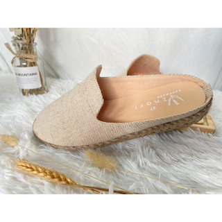 🚚 สินค้าพร้อมส่ง 👞 งาน Handmade 💯% รองเท้าสลิปเปอร์ผ้ากระสอบ สีเบจ รองเท้าแฟชั่นผู้หญิงผู้ชายสไตล์มินิมอล Inari_Handmade