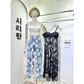 ราคาถูกที่สุด!! SIRI Dress Korea เดรสสไตล์โคเรีย ดำ ขาว