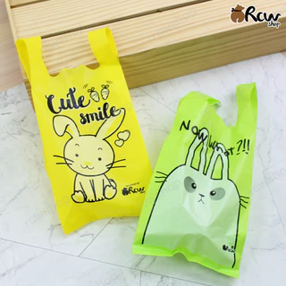 ถุงหิ้วบูติก (5 สี คละลาย , แพ็ค 400 กรัม) ถุงหูหิ้วสกรีนลาย ลายแฟชั่น ** สุ่มลายให้ เลือกสีได้ **