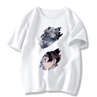 Demon Slayer Anime เสื้อยืดแขนสั้นผู้ชายฤดูร้อนใหม่เด็กชายเสื้อยืดผ้าฝ้ายขนาดใหญ่