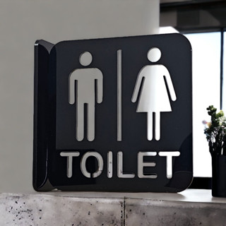 ป้ายห้องน้ำแบบตั้งฉากติดผนัง 5มิล หนา งานดี classic man woman toilet sign ป้ายห้องน้ำอคริลิคทรงคุณผู้ชาย คุณผู้หญิง