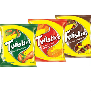 TWISTIES ทวิสตี้ ข้าวผสมข้าวโพดอบกรอบ 1 แพ็ค มี 8 ห่อ น้ำหนัก 104 กรัม  มี 2 รส exp.18/03/24