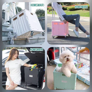 Homsmart ตระกร้ารถเข็น รถเข็นพับได้ จุ 40L/45L/65L แบบ 4 ล้อ+ล้อบันไดเสริม ลื่นปรื้ด 🎯ออก E-Tax ได้