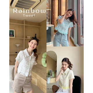 🛼⚡️⌒ polly holly -(กรอกโค้ด YM7HK ลด40฿)rainbows tweet เสื้อทวีตแขนสั้น