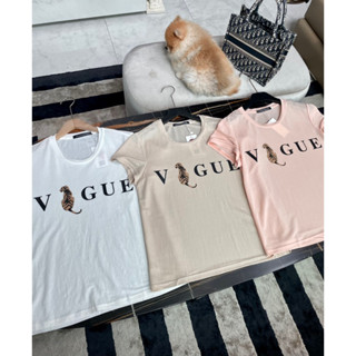 เสื้อยืดผสมลินินคอกลมสกรีนลายvogue