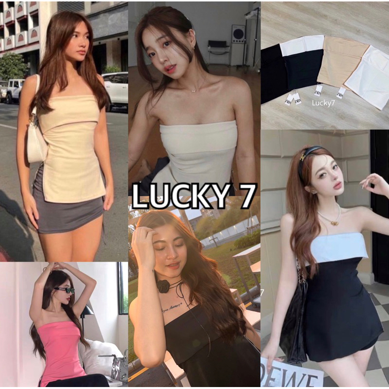 BY IRA  (23025) Cha-am Tube Top เกาะอกผ้านิ่มสีพื้น ดีเทลซิปรูดด้านข้าง🎊