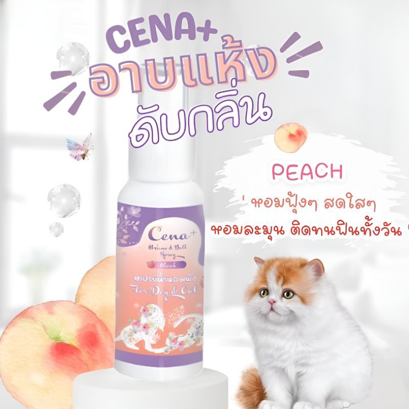ใหม่ สเปรย์น้ำหอมพีชอเนกประสงค์ อาบแห้ง ดับกลิ่นเหม็นสาบสุนัข แมว