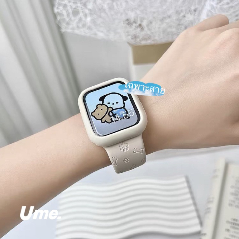 ลายปั้ม กระดูก สายนาฬิกา smart watch ultra10 9 8 7 6 5 4 3 สาย iwatch ยาง สัาหรับ 44/45/41/40/49/46mm