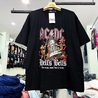 เสื้อ Oversize สกรีน ดำ AC/DC