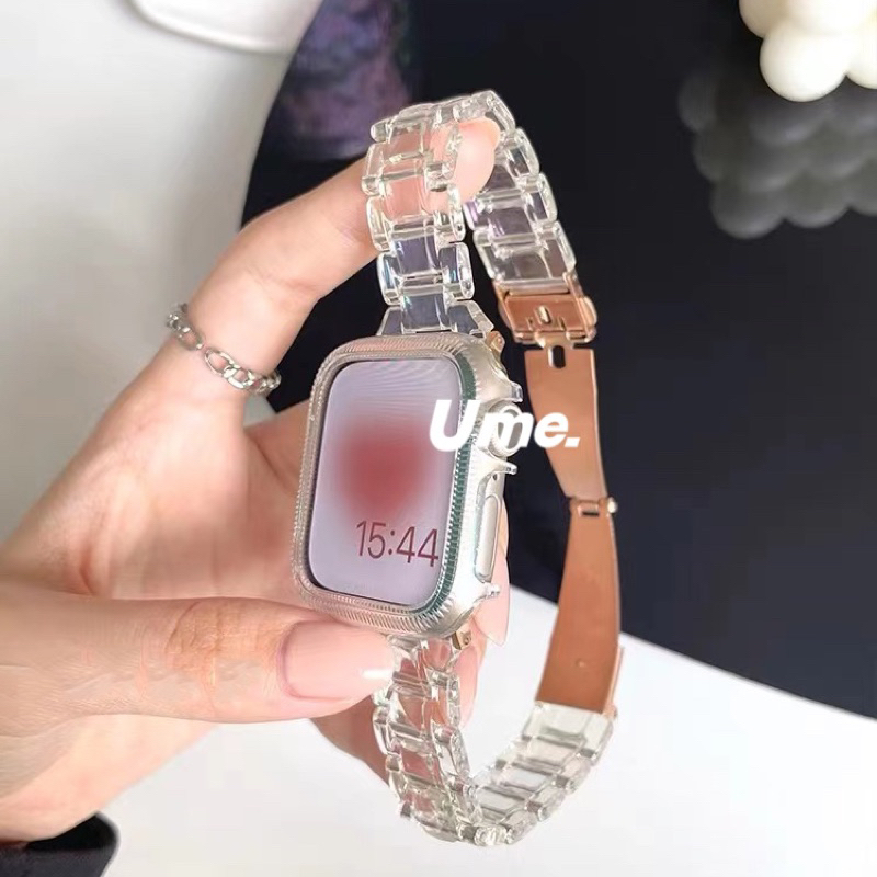 ใสฟรุ้ง สายนาฬิกา smart watch ultra11 10 9 8 7 6 5 สายนาฬิกา ขนาด45 44 49 46มม สีใส หิน ๆ ใสๆ เคส smart watch
