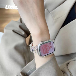 ใสฟรุ้ง สายนาฬิกา smart watch ultra 8 7 6 5 สายนาฬิกา ขนาด45 44 49มม สาย สีใส หิน ๆ ใสๆ เคส smart watch