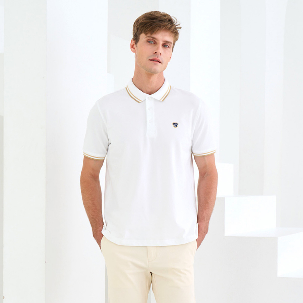 OASIS Vibes Collection เสื้อโปโลผู้ชาย รุ่น MPSV-1804 โปโล แขนสั้นสีขาว เนื้อผ้ายืดหยุ่น สีขาว