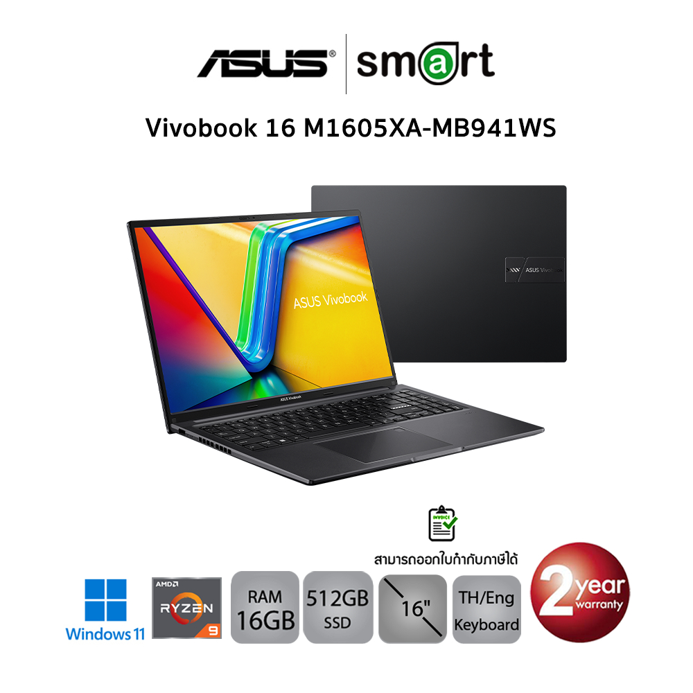 Asus Notebook Vivobook 16 M1605XA-MB941WS/Ryzen 9 7940HS/16GB/512GB/win11 Indie Black