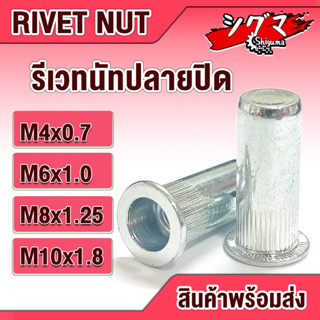 รีเวทนัท ปลายปิด M4 M6 M8 M10 Rivet Nut Closed End Steel Zinc Blue  รีเวทนัท แพ็ค 20 ตัว เหล็กชุบ