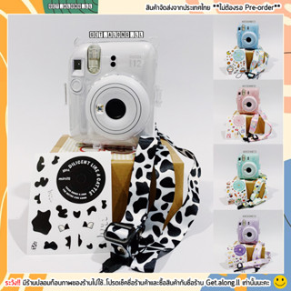 เคสใส instax mini 12 เคสใสใส่กล้องโพลารอยด์ เคสใสและเคสกลิตเตอร์ พร้อมสายคล้องและสติ๊กเกอร์