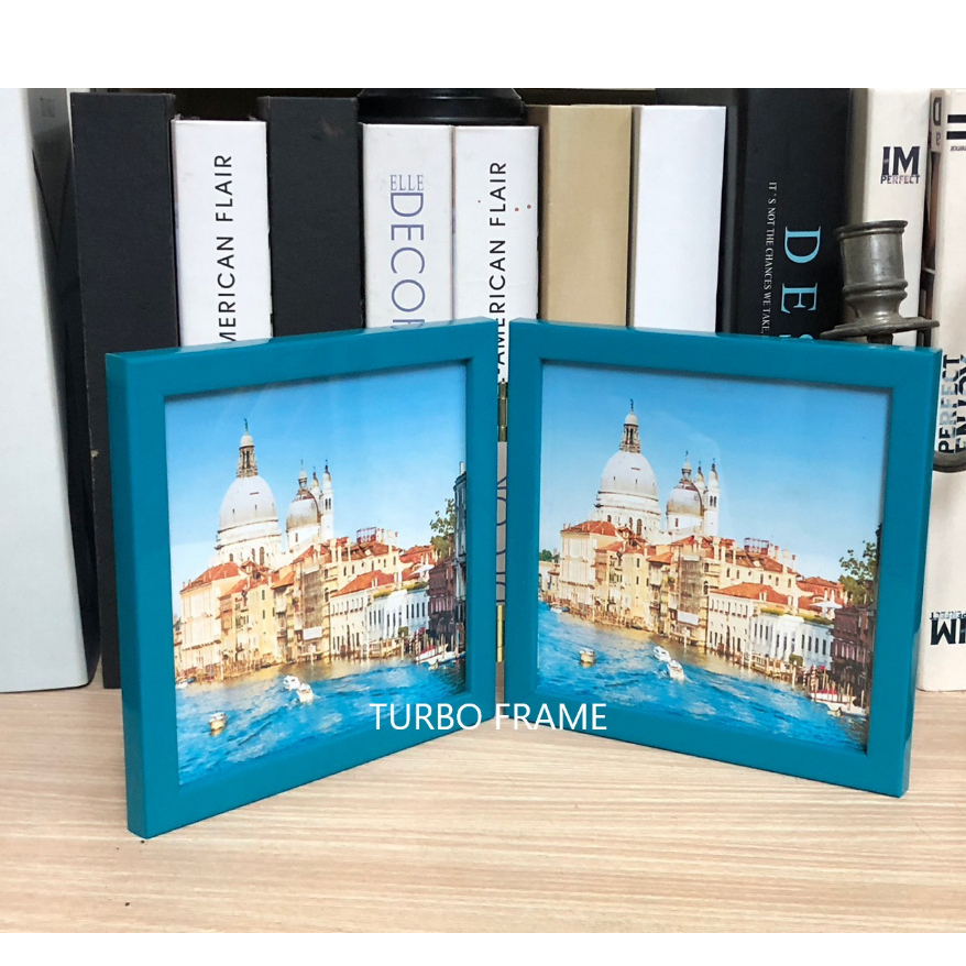 กรอบรูปคู่บานพับ TURBO FRAME ขนาดภาพ 4x4นิ้ว,5x5นิ้ว,6x6นิ้ว,7x7นิ้ว,8x8นิ้ว,10x10นิ้ว ด้านหน้า กระจ