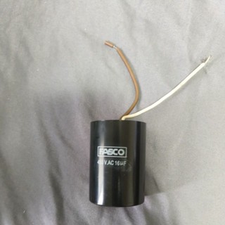 คาปาซิเตอร์ มอเตอร์พัดลม 16UF 450V Fasco กลมสีดำมีสาย