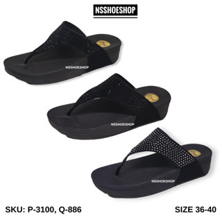 รองเท้าแฟชั่นผู้หญิง แบบคีบ สไตล์ FlipFlop Classic หน้าเพชร Flip Flop P-3100 Q-886