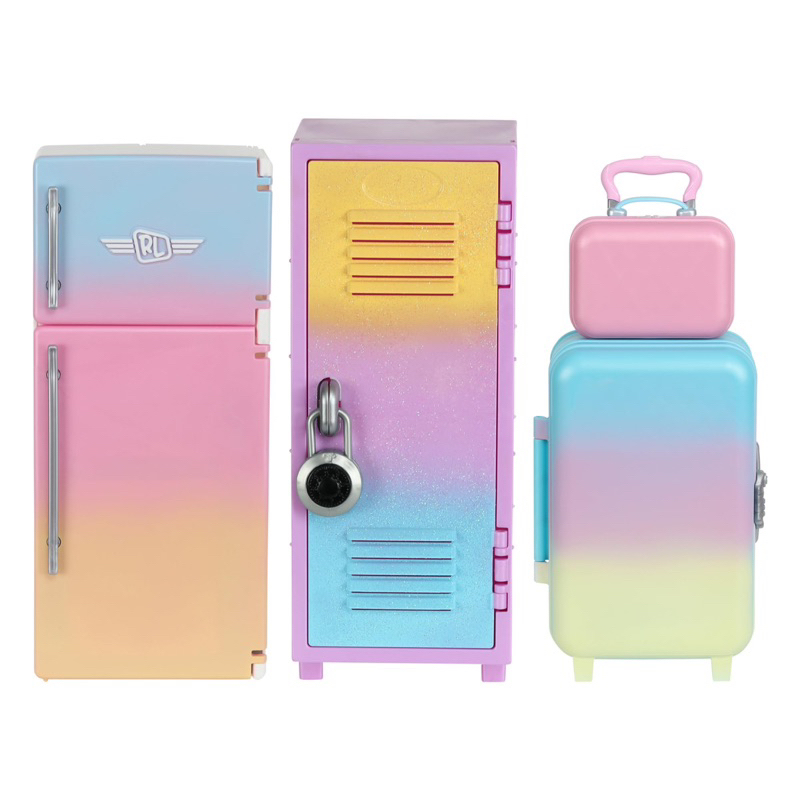 (ของแท้100%) REAL LITTLES My Rainbow Collection, Roller Case, Fridge and Locker Desk Caddies in One 