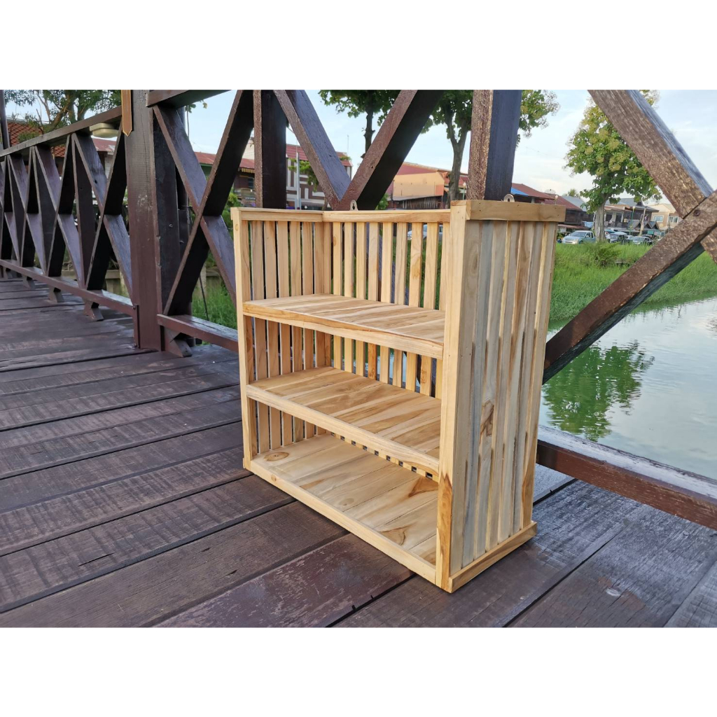 ชั้นวางของ​ชั้นแขวนผนัง อเนกประสงค์​ไม้สัก​3​ชั้น​20*50*50 cm