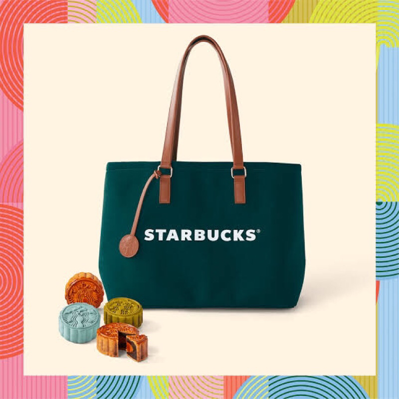 Starbucks Green Tote Bag 2023 กระเป๋าสตาร์บัคส์ สีเขียว (ไม่มีขนมไหว้พระจันทร์) คอลเลคชั่นล่าสุด 2023 [พร้อมส่ง] แท้100%