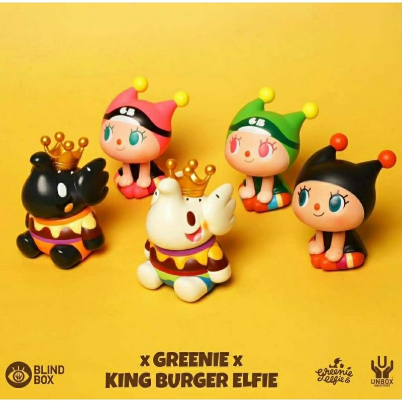 ⚡พร้อมส่ง⚡ แบบสุ่ม Greenie &amp; King Burger Elfie Series Blind box / Too Natthapong x Unbox Industries