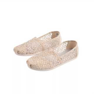 New TOMS รองเท้าสลิปออน ของ Tims แท้ หิ้วมาเองจาก US รุ่น Alpargata Natural Floral Lace ป้ายยังห้อย ไม่มีกล่อง ราคาดีงาม