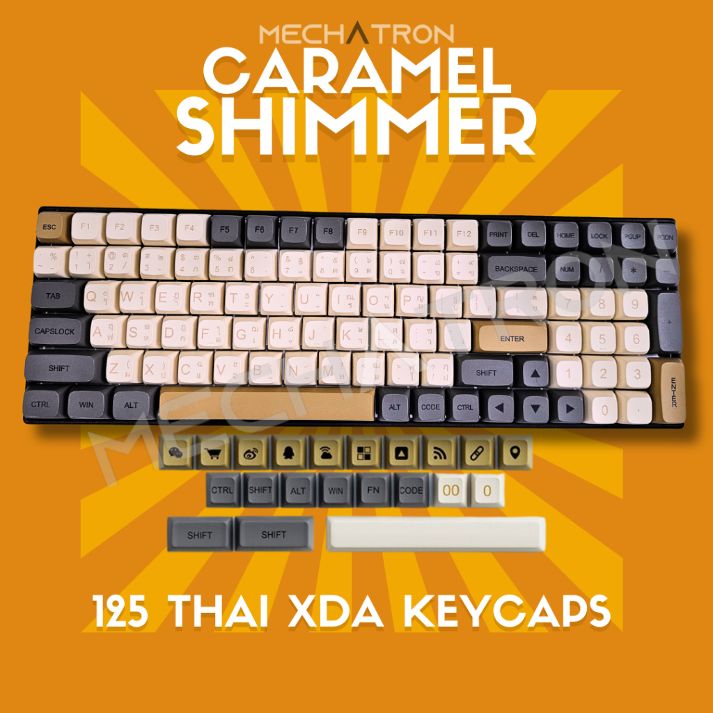 [Thai Keycaps] Caramel Shimmer XDA Thai Keycap Set ปุ่มคีย์บอร์ด ภาษาไทย PBT Dye-subbed 125 คีย์แคป 