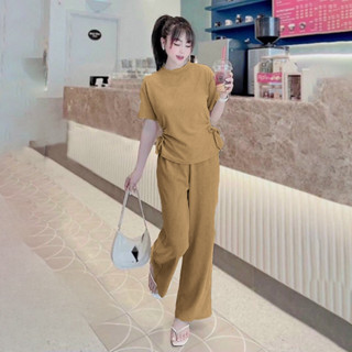 ชุดเซต เสื้อคอกลมมีสายรูดด้านข้าง+กางเกง (B2) A991