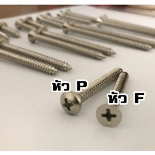 Tapping Screws Type AB / สกรูเกลียวเหล็ก สกรูเกลียวปล่อย หัว P&amp;หัว F เบอร์ 6 , 7 , 10 , 12  ครบทุกความยาว (10 ตัว / ชุด)