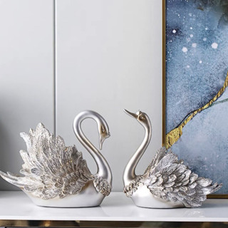 Hom-E Couple Swan Ornament Living Room TV Cabinet Modern Home Decoration Wedding Gifts