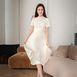 (Pre-Order) Capheny Ivory dress with a bow tie (C0823B)