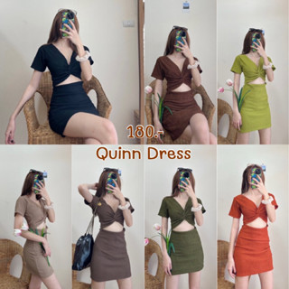 เดรสสั้นแขนสั้นเข้ารูป ทวิตหน้าเว้าเอว ทรงสวย เดรสทรงเอ Quinn Dress