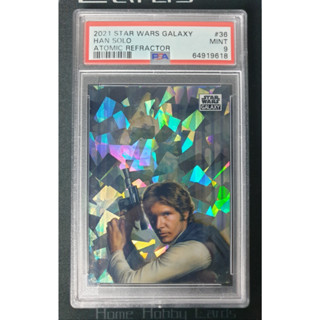 การ์ด 2021 Topps Chrome Star Wars Galaxy "Han Solo" Atomic refractor /150 PSA 9