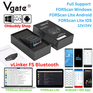 Vgate vLinker FS Bluetooth Adapter for All System Car Diagnostic Scanner Tool support 12/24V system