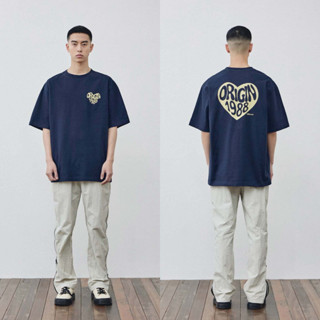 FLMNT Oversized HEART T shirts - NAVY / BLACK